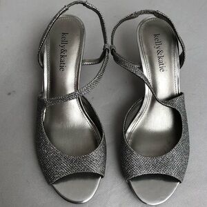 Kelly an Katie Mandy heeled silver sparkle heel sandals